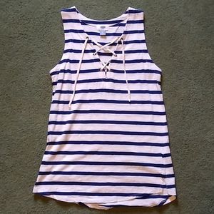 Blue Striped Tie Tank Top